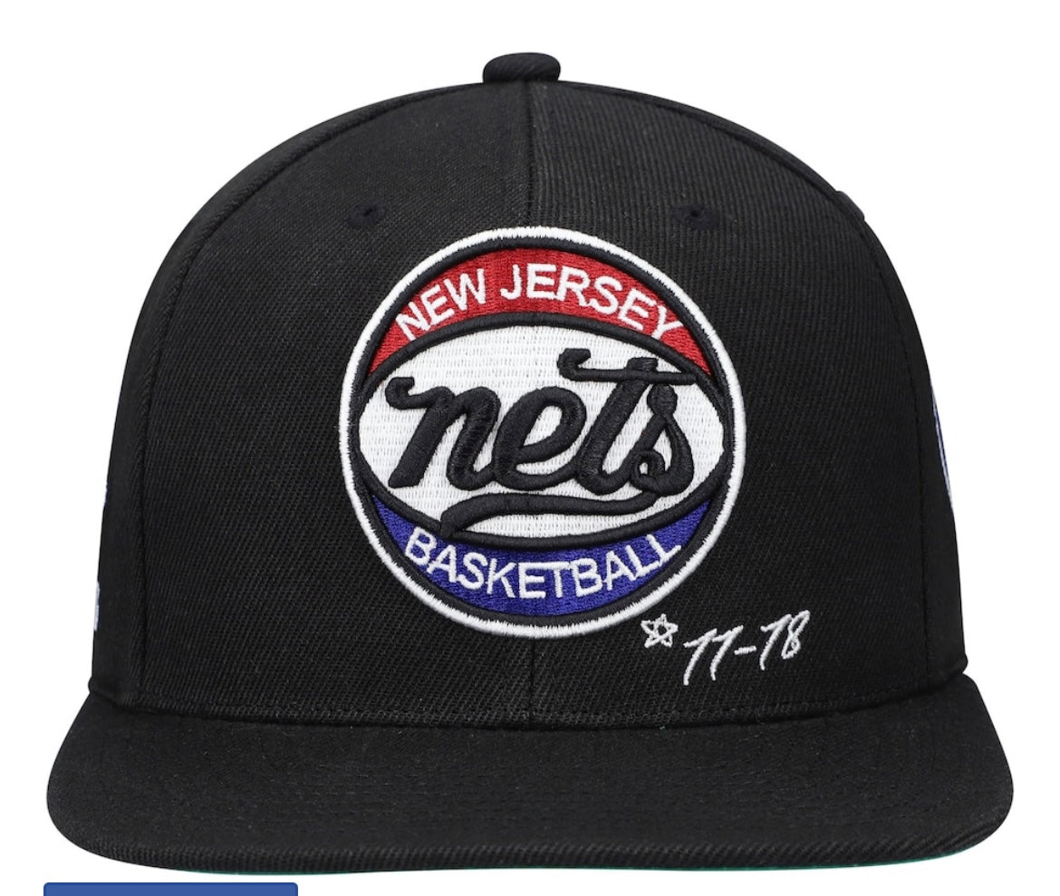 New Jersey Nets Mitchell & Ness Hardwood Classics Timeline Fitted Hat - Black