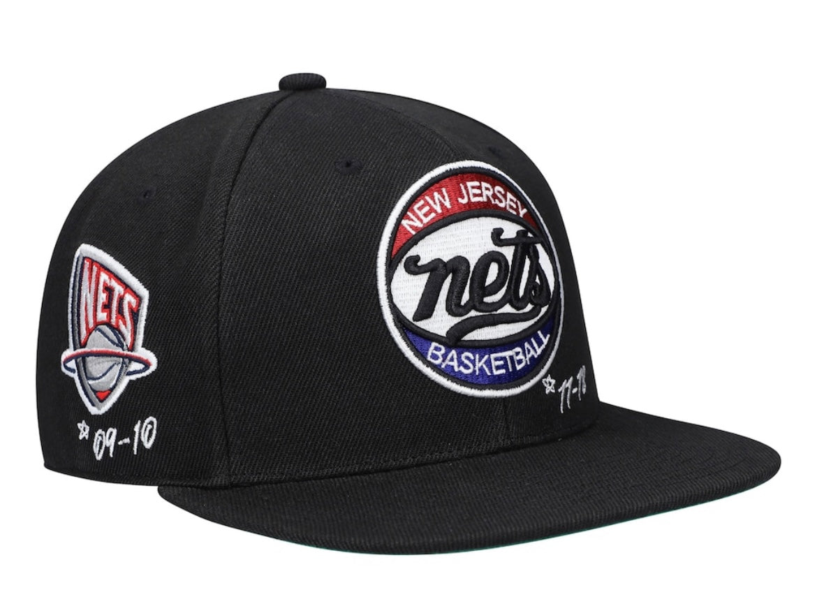 New Jersey Nets Mitchell & Ness Hardwood Classics Timeline Fitted Hat - Black