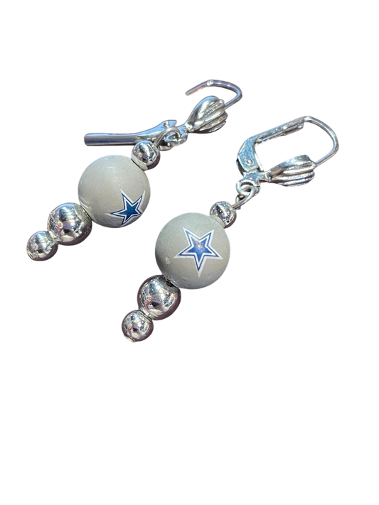 Dallas Cowboys Shell Ball Dangle Clasp Earrings
