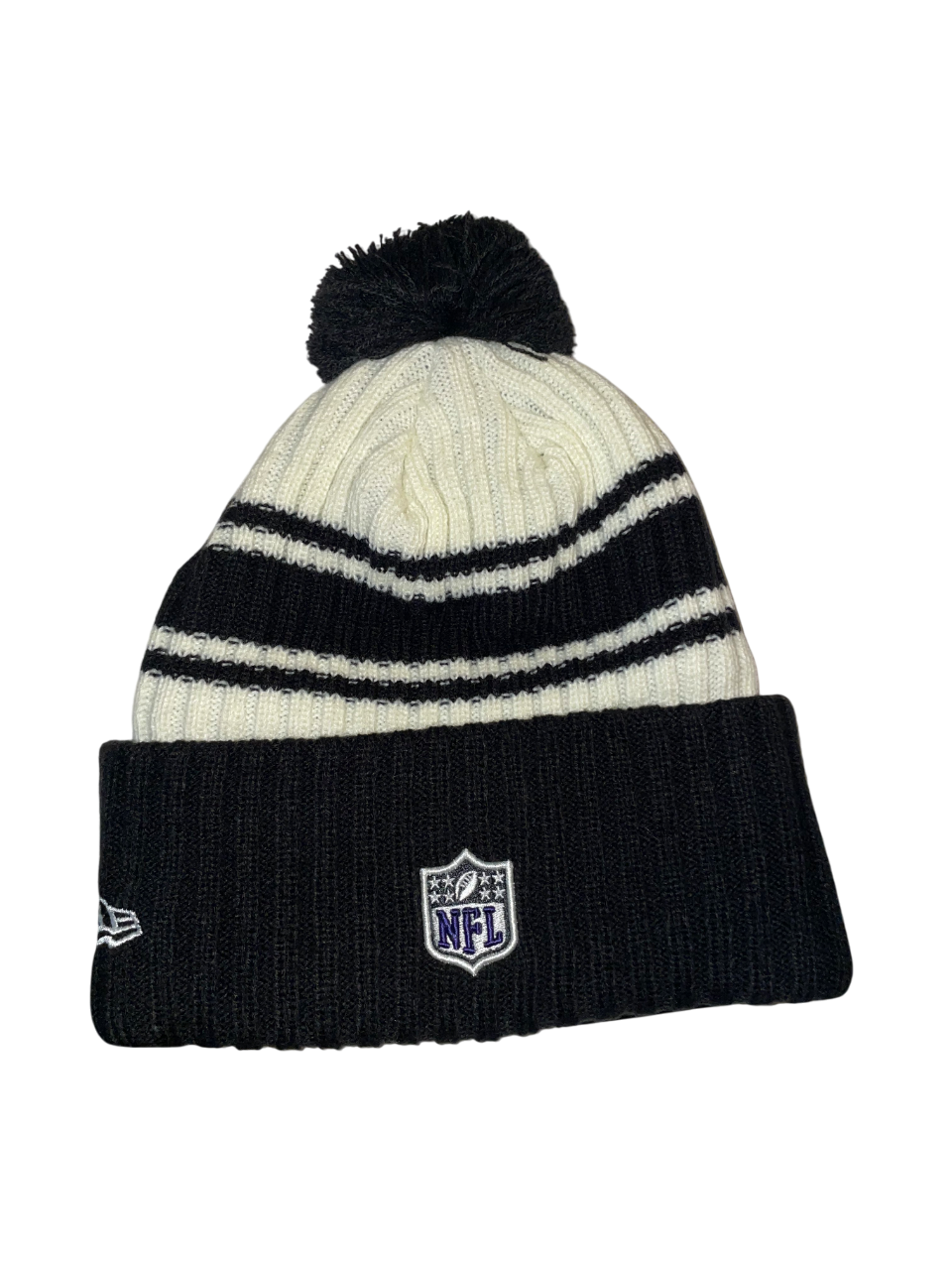 Baltimore Ravens New Era Black & Cream Sport Knit Hat w/Ball