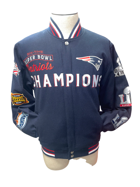 New England Patriots JH Design 6 Time Reversible Wool Varsity Jacket