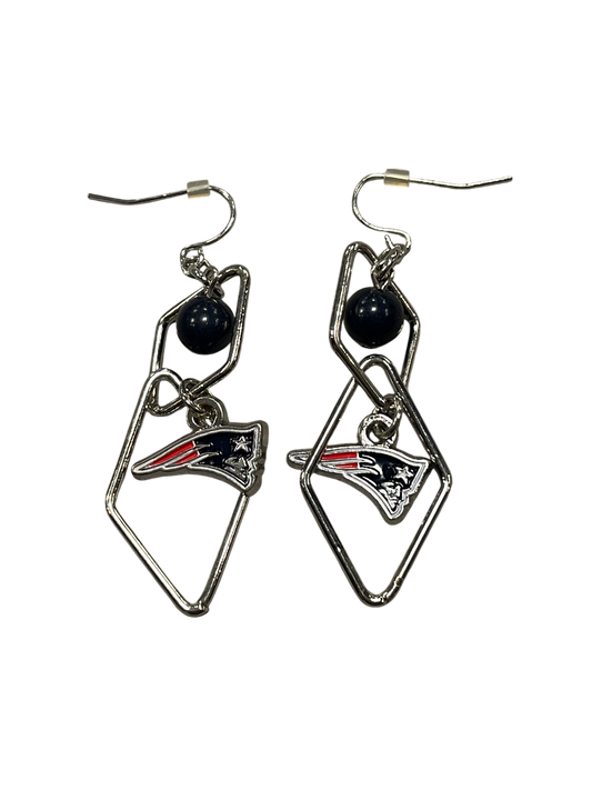 New England Patriots Diamond J- Hook Dangle Earring