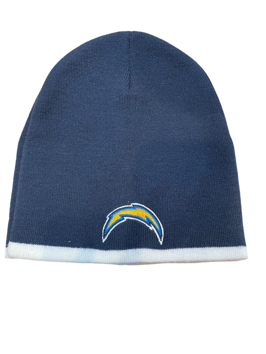 Los Angeles Chargers Basic White Stripe Knit Hat- Navy