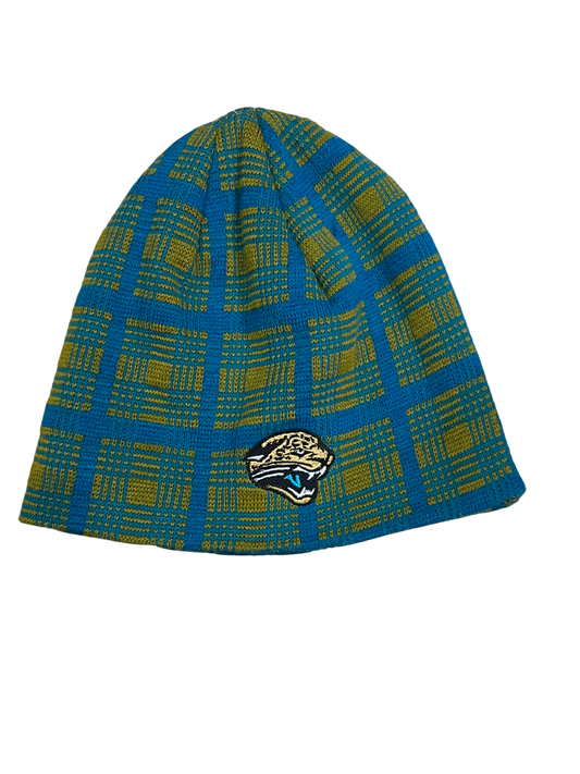 Jacksonville Jaguars Basic Plaid Knit Hat- Teal/Black