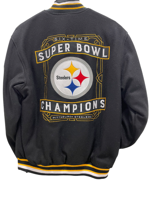 Pittsburgh Steelers JH Design 6 Time Reversible Wool Varsity Jacket