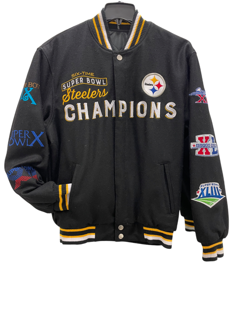 Pittsburgh Steelers JH Design 6 Time Reversible Wool Varsity Jacket