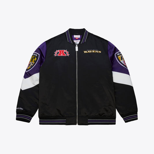 Baltimore Ravens Mitchell & Ness Heavyweight Throw It Back Satin Jacket - Black