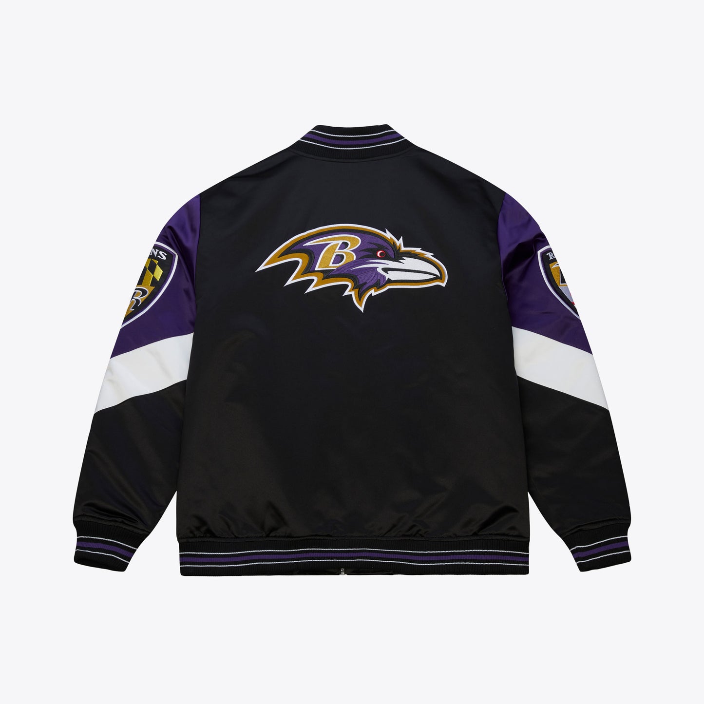 Baltimore Ravens Mitchell & Ness Heavyweight Throw It Back Satin Jacket - Black