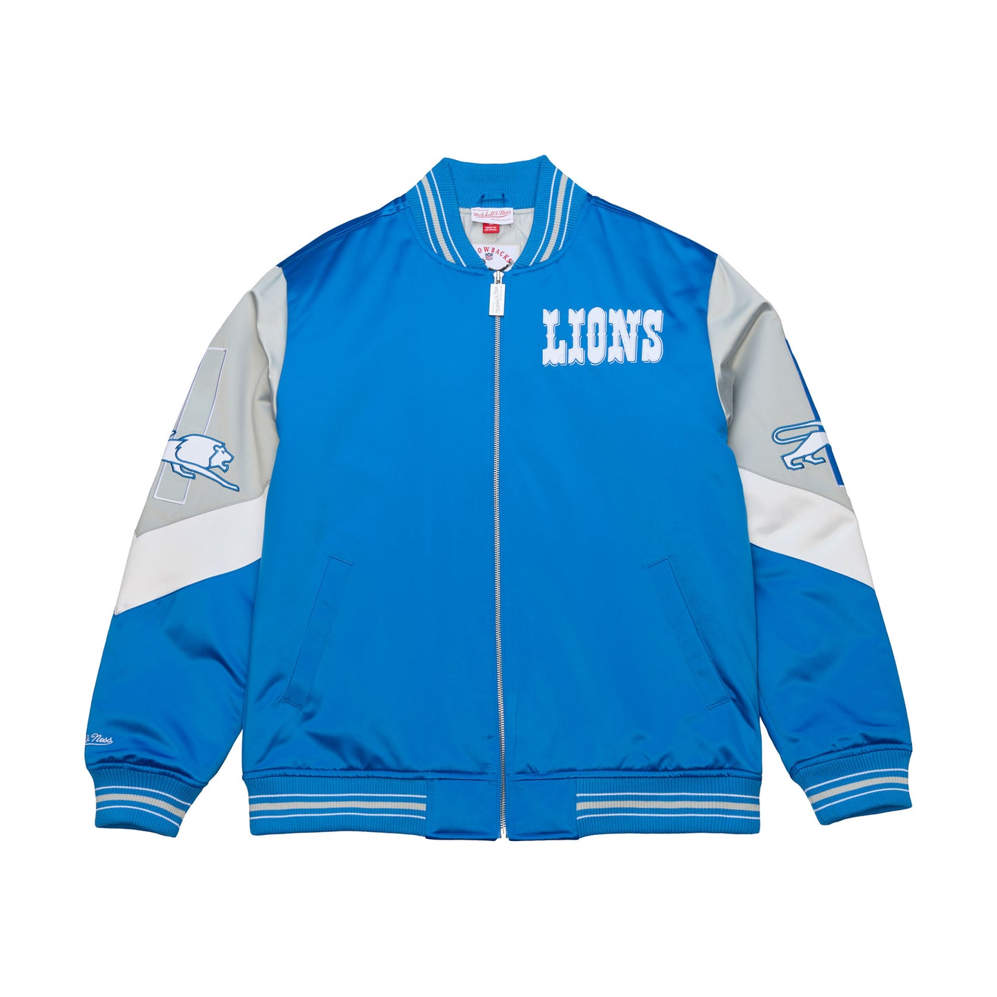 Detroit Lions Mitchell & Ness Heavyweight Throw It Back Satin Jacket