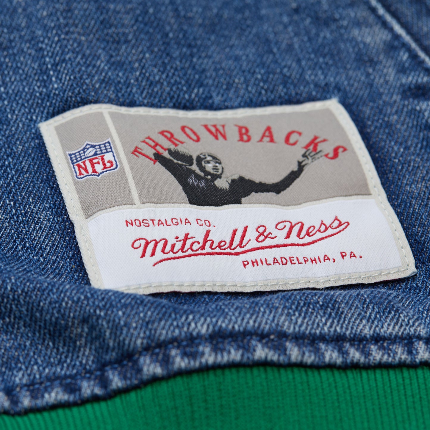 Philadelphia Eagles Mitchell & Ness Denim Varsity Jacket