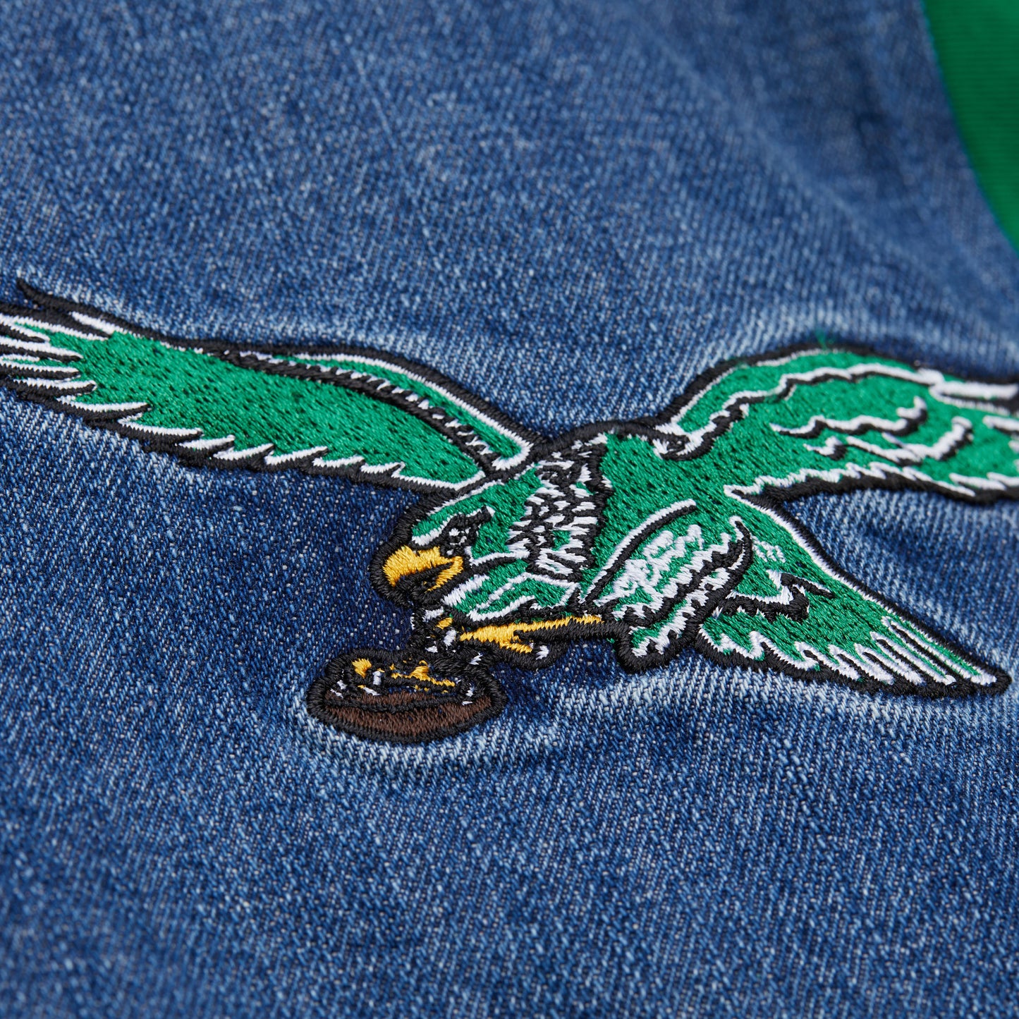 Philadelphia Eagles Mitchell & Ness Denim Varsity Jacket