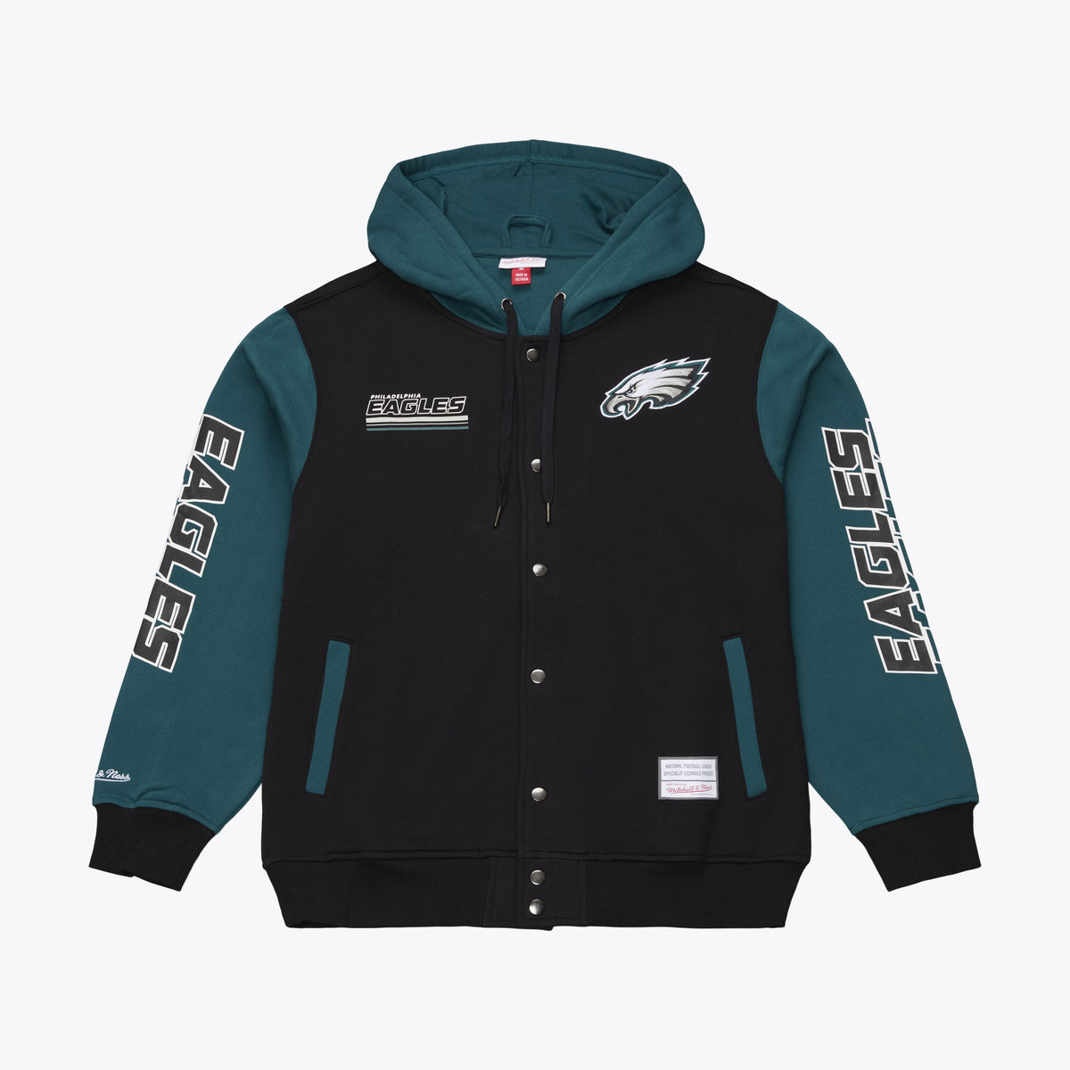Philadelphia Eagles Mitchell & Ness Triple Check Courtside Fleece Button Up Jacket