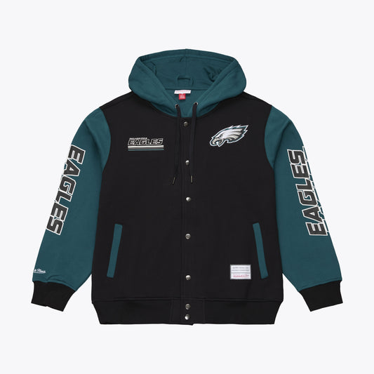 Philadelphia Eagles Mitchell & Ness Triple Check Courtside Fleece Button Up Jacket