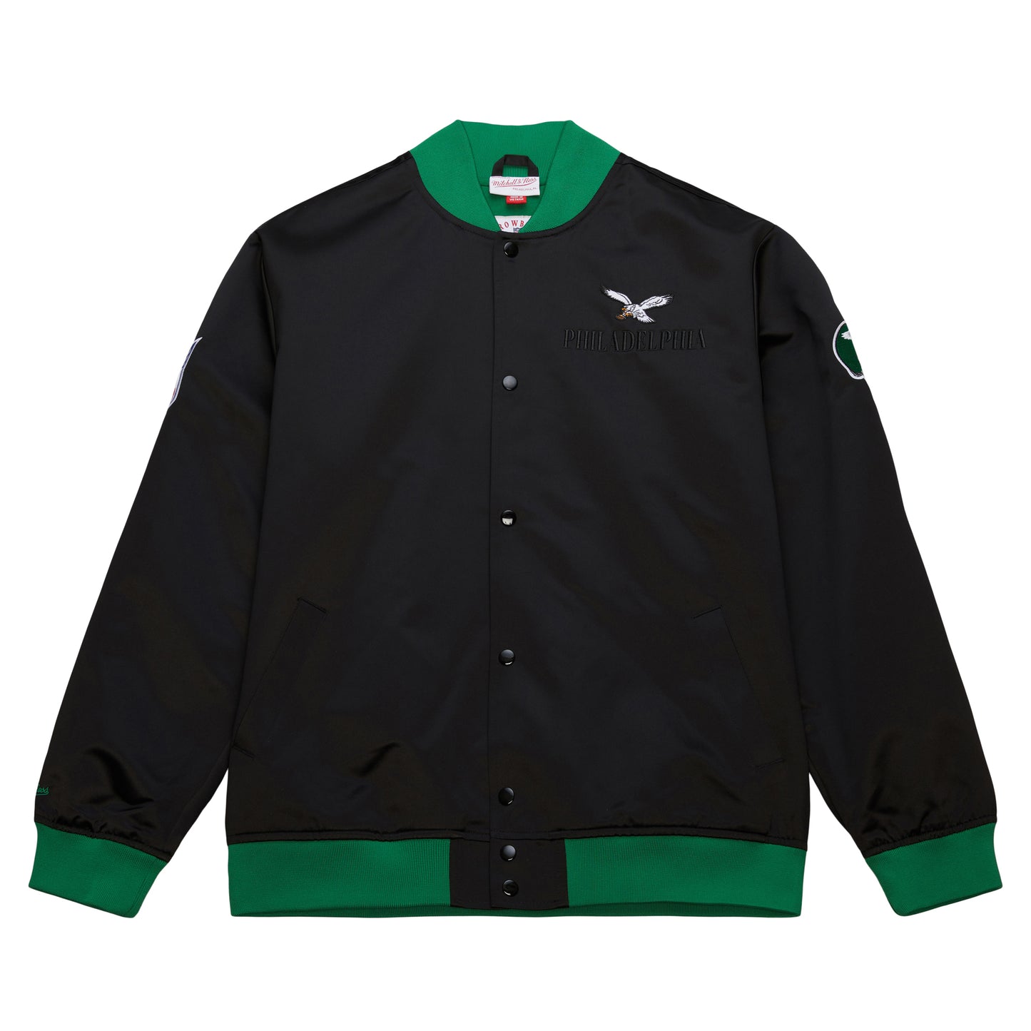 Philadelphia Eagles Mitchell & Ness Black Heritage Ligthweight Satin Jacket