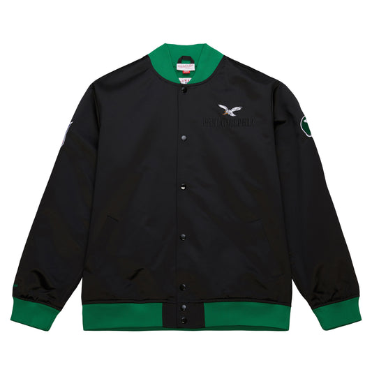 Philadelphia Eagles Mitchell & Ness Black Heritage Ligthweight Satin Jacket