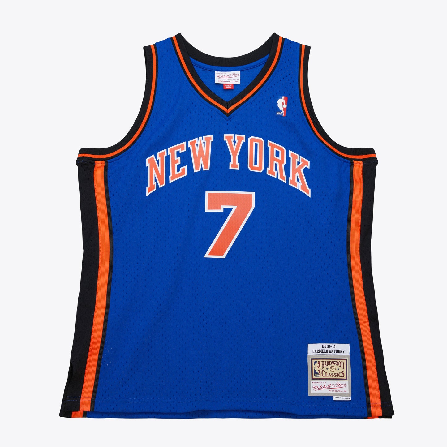 New York Knicks Mitchell & Ness #7 Carmelo Anthony Blue 2010 Hardwood Classics Swingman Jersey