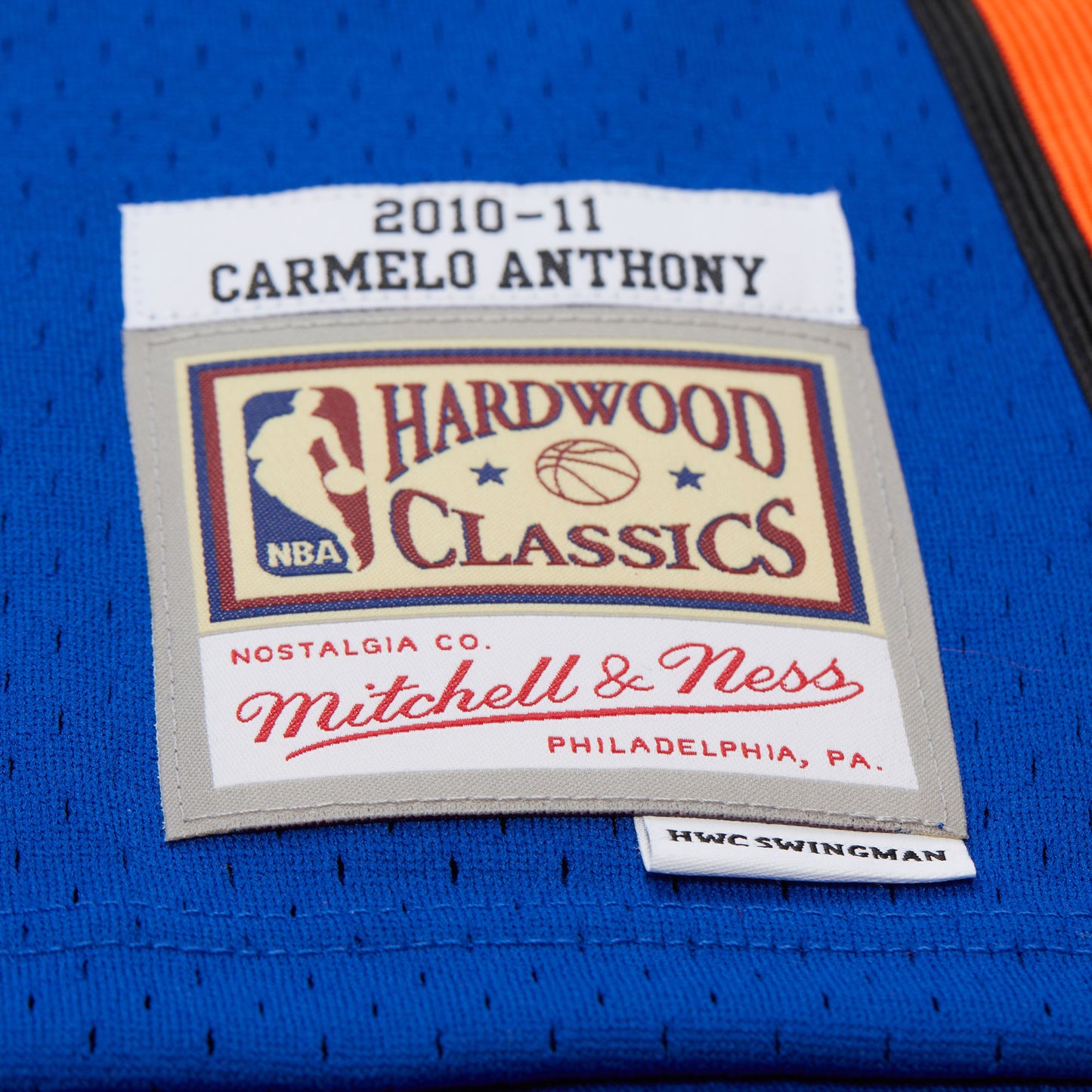 New York Knicks Mitchell & Ness #7 Carmelo Anthony Blue 2010 Hardwood Classics Swingman Jersey