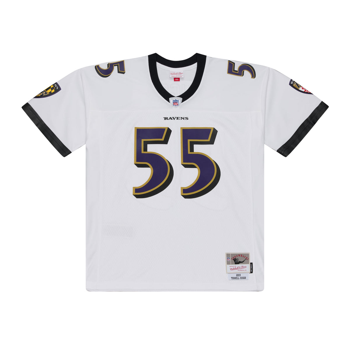 Baltimore Ravens Mitchell & Ness # 55 Terrell Suggs White Legacy Jersey
