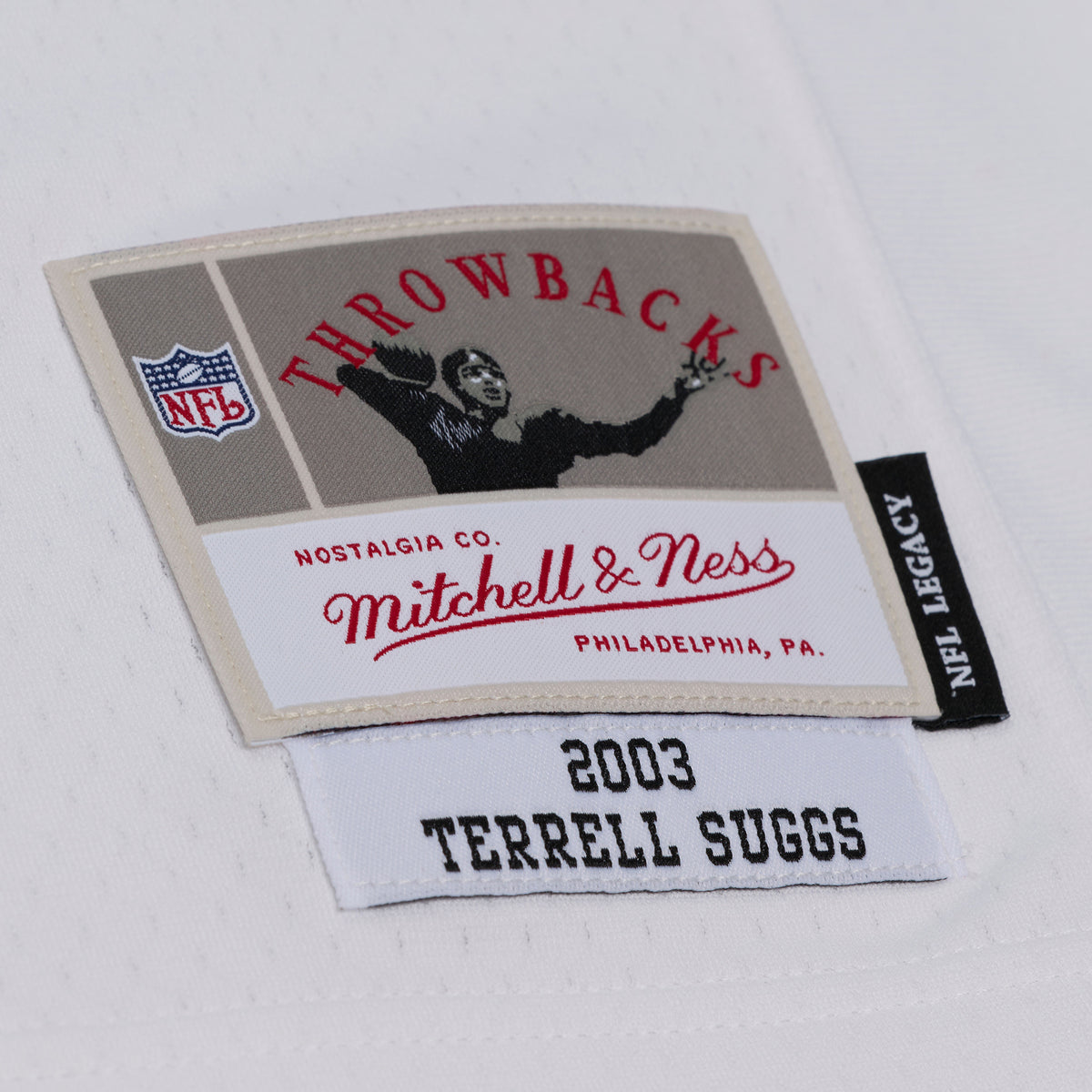 Baltimore Ravens Mitchell & Ness # 55 Terrell Suggs White Legacy Jersey