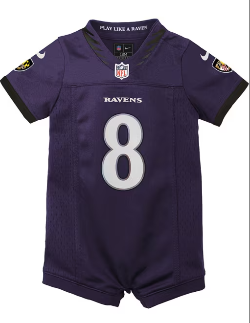 Baltimore Ravens Nike #8  Lamar Jackson Infant New Orchid Purple Game Jersey Romper