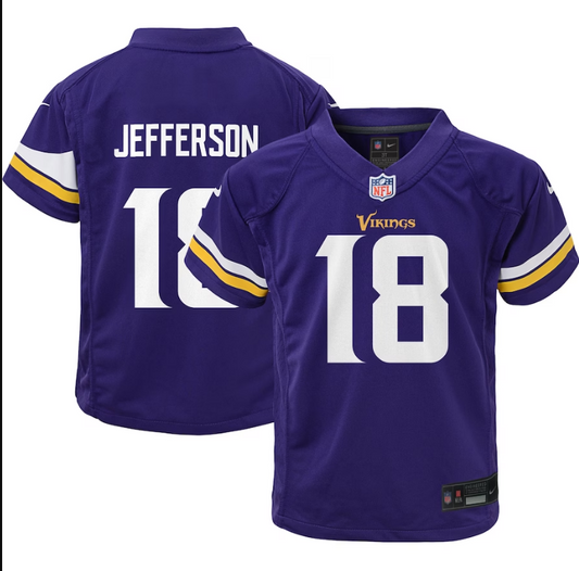 Minnesota Vikings Nike #18 Justin Jefferson Toddler Game Jersey- Purple