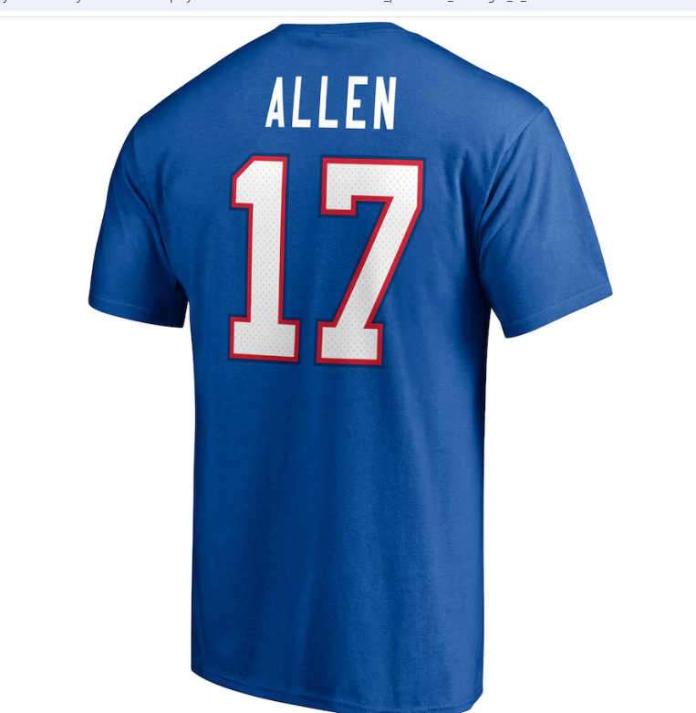 Josh Allen Buffalo Bills Fanatics Player Icon Name & Number T-Shirt - Royal