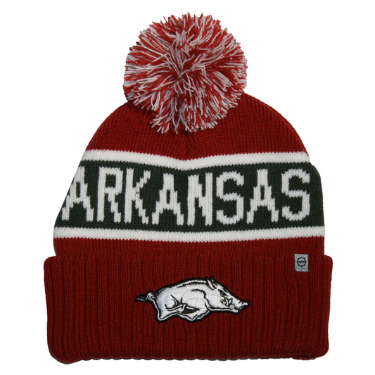 Arkansas Razorbacks Franchise Club Warrior Knit Hat - Red w/ Pom Pom
