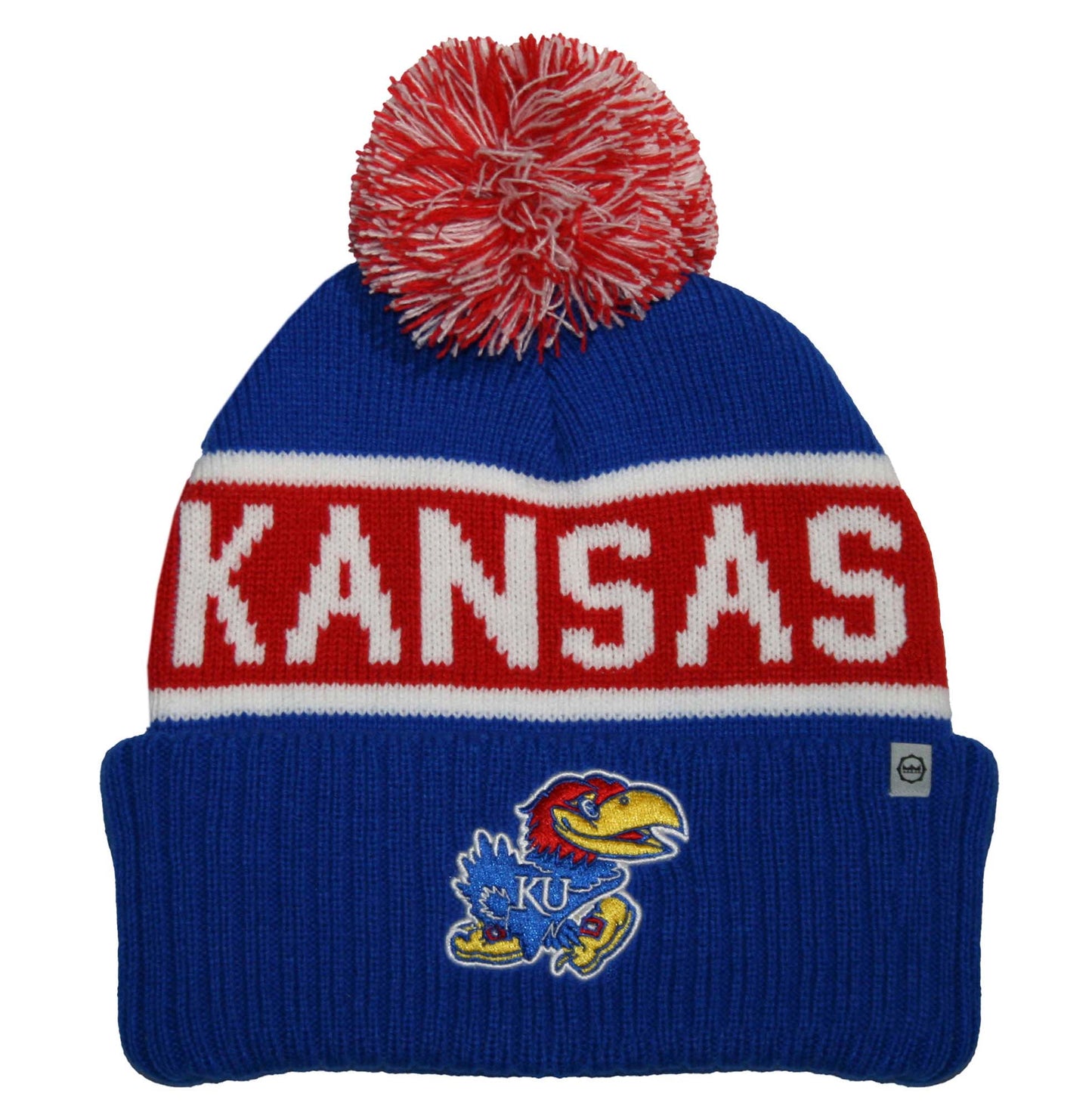 Kansas Jayhawks Franchise Club Warrior Knit Hat - Blue w/ Pom Pom