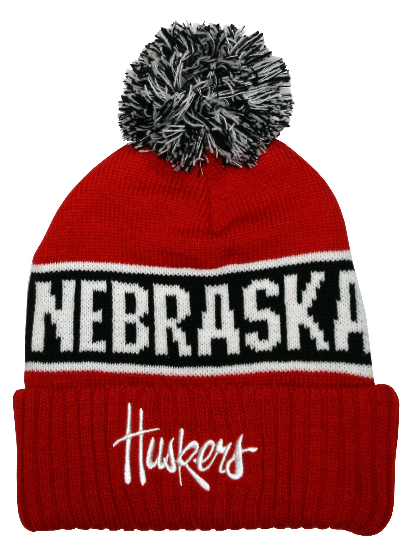 Nebraska Cornhuskers Franchise Club Warrior Knit Hat - Red w/ Pom Pom
