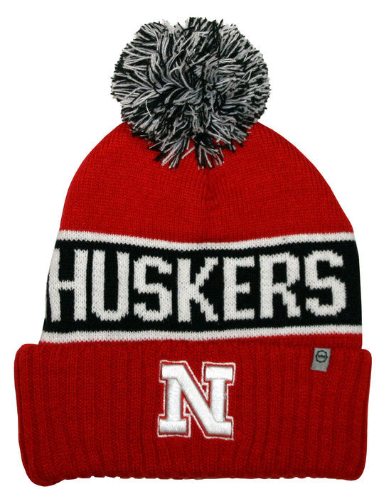 Nebraska Cornhuskers Franchise Club Warrior Knit Hat - Red w/ Pom Pom