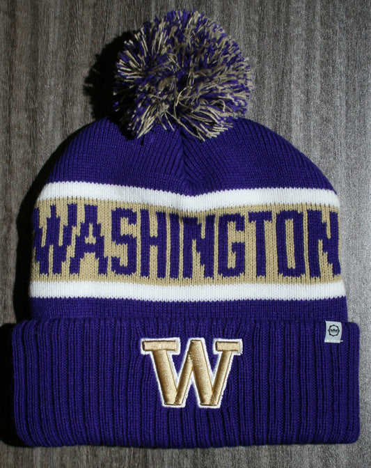 Washington Huskies Franchise Club Warrior Knit Hat - Purple w/ Pom Pom