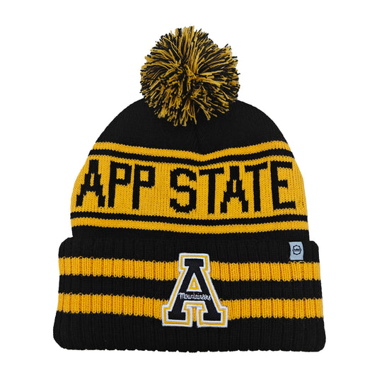 Appalachian State Mountaineers Franchise Club Rally Cry Knit Hat - Black w/ Pom Pom