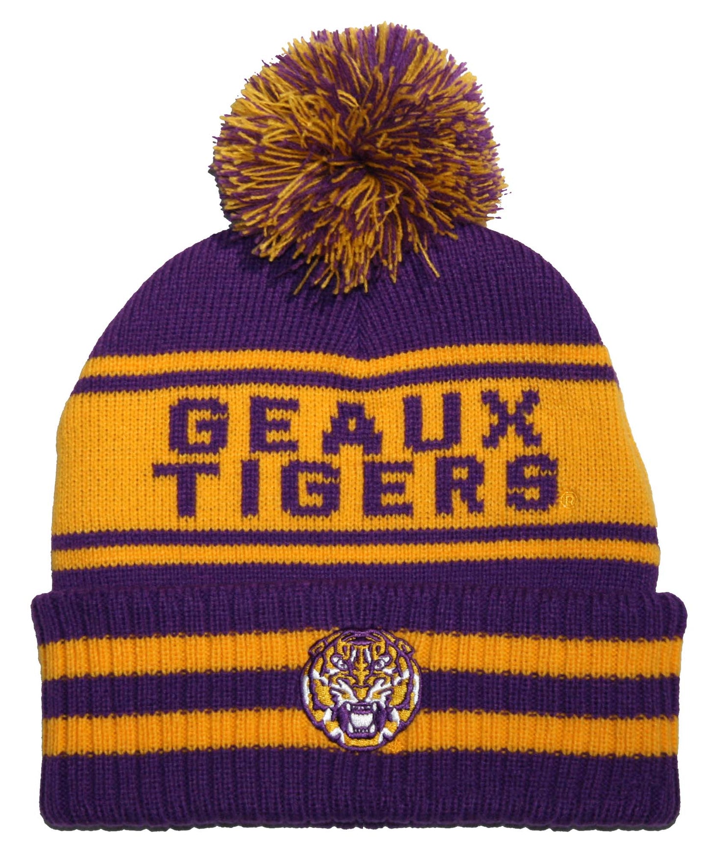 LSU Tigers Franchise Club Rally Cry Knit Hat - Purple w/ Pom Pom