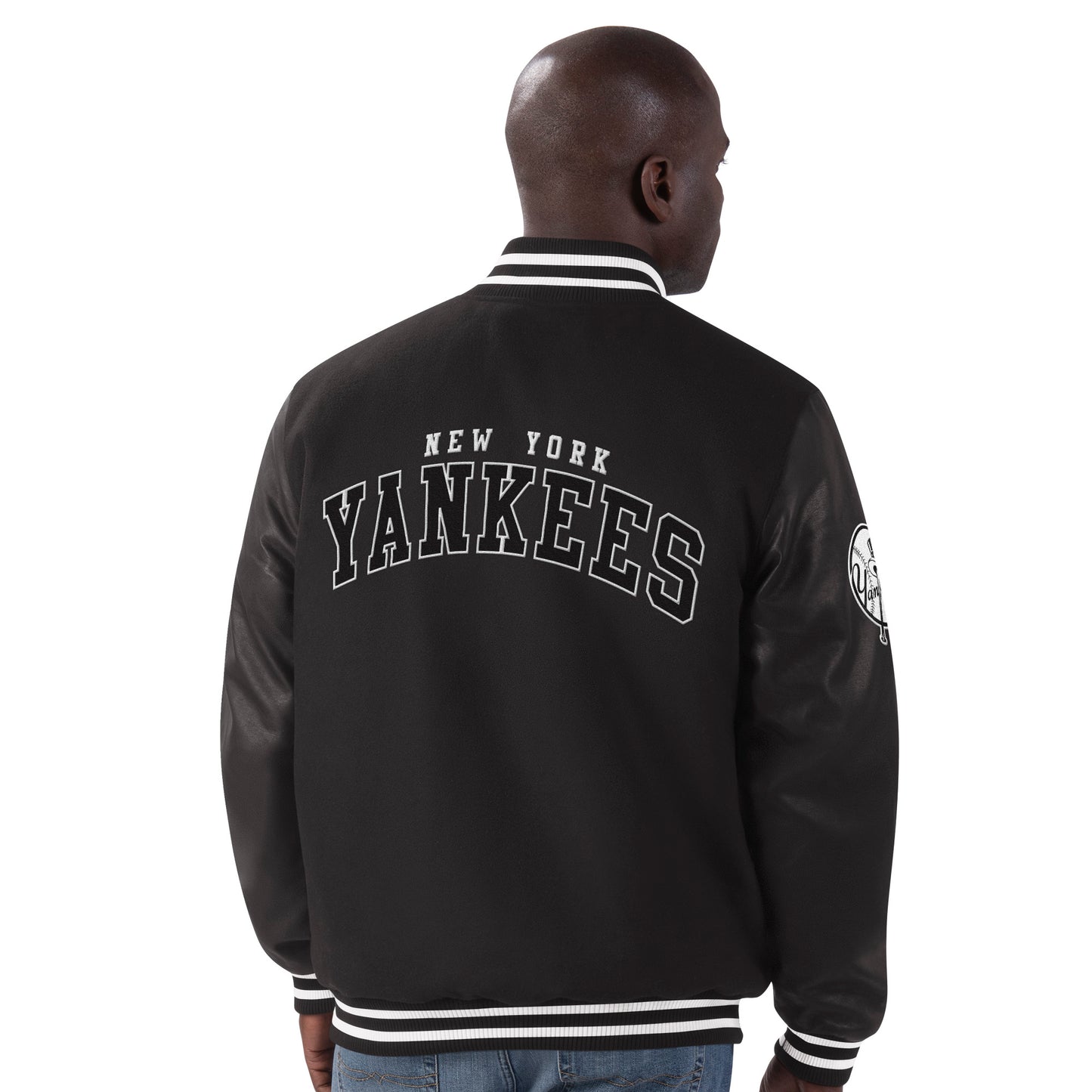 New York Yankees Linebacker Wool Mens Jacket - Black