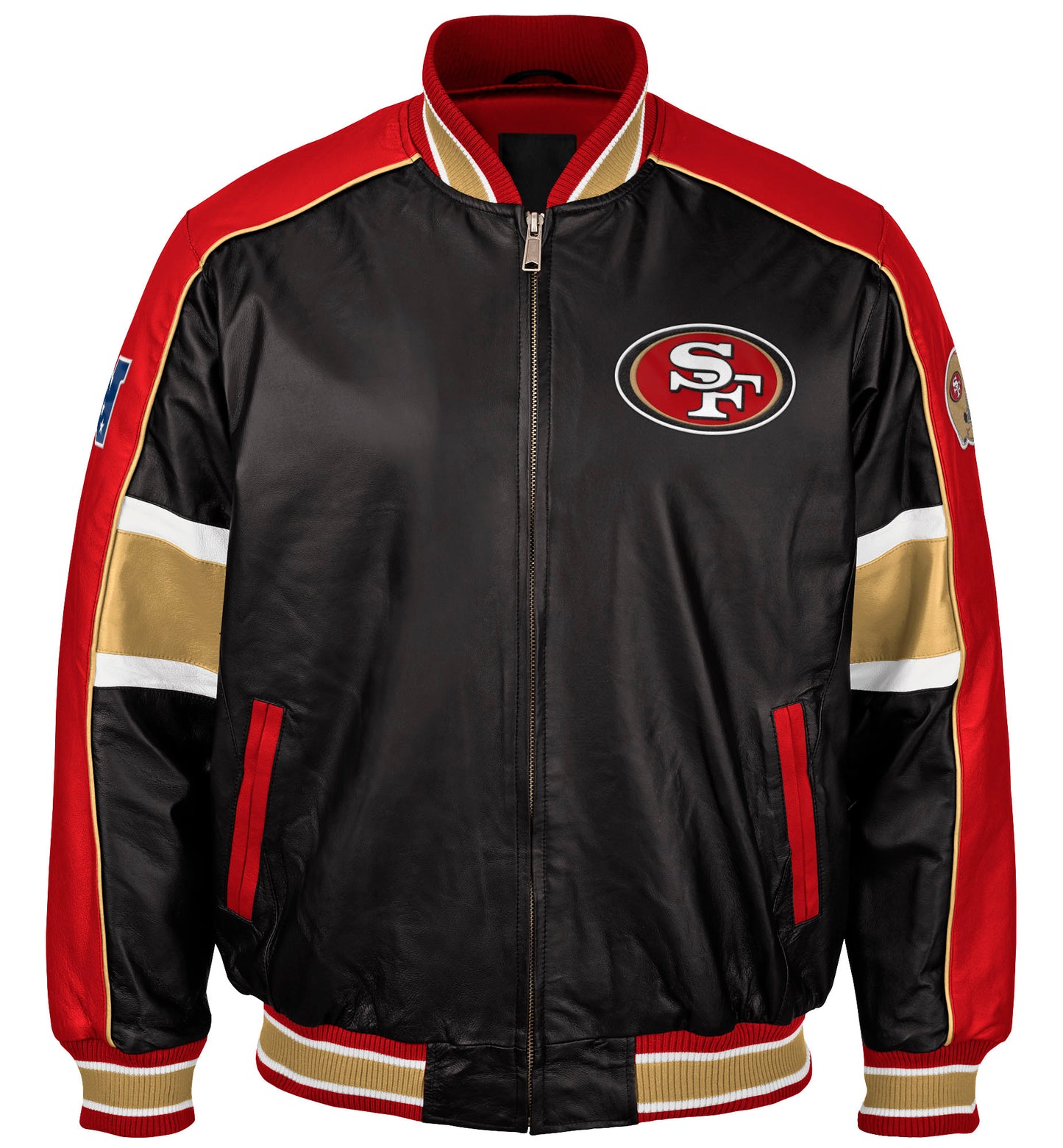 San Francisco 49ers Limited Addition Blitz Varsity Full Zip Napa Leather Jacket-G-III