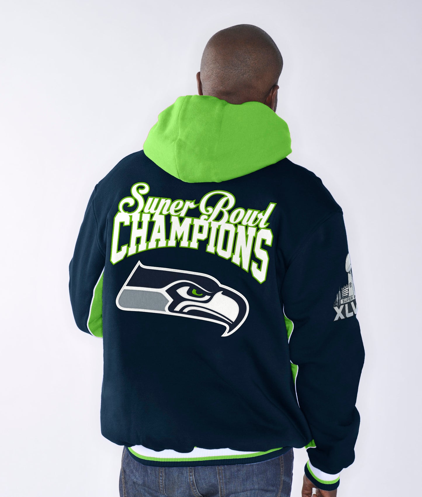 Seattle Seahawks Super Bowl Champions Triumph Commerative Mens Jacket - Navy