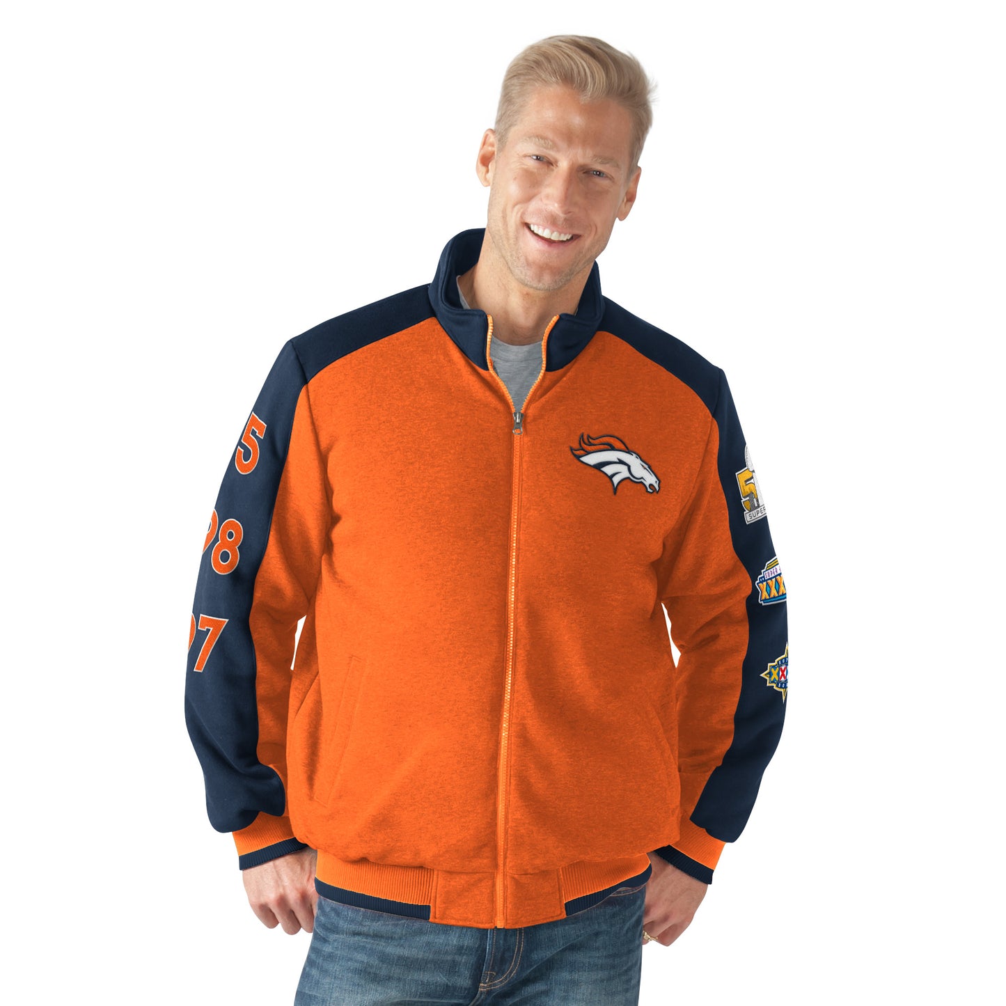 Denver Broncos 3-Time Super Bowl Champions Classic Commemorative Fleece Jacket - Orange