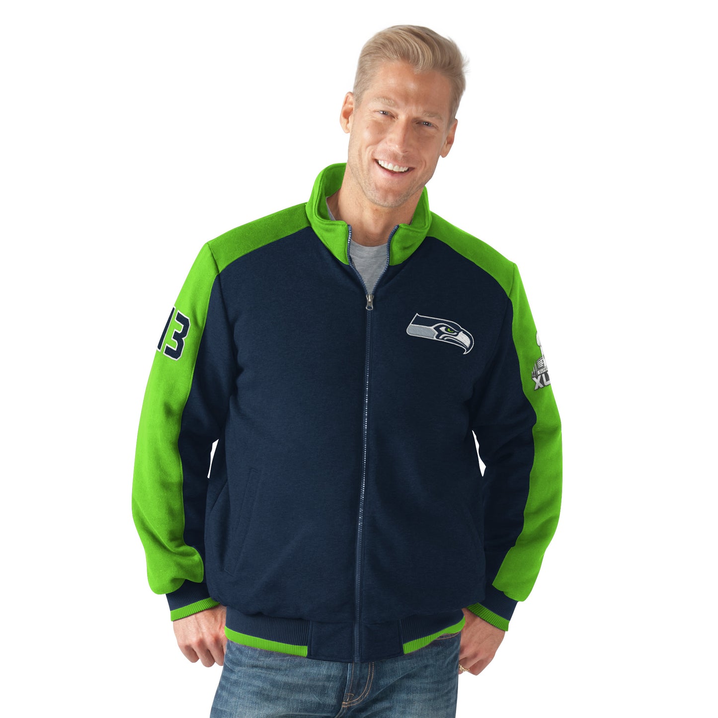 Seattle Seahawks Super Bowl Champions Classic Commemorative Fleece Jacket G-III - Blue