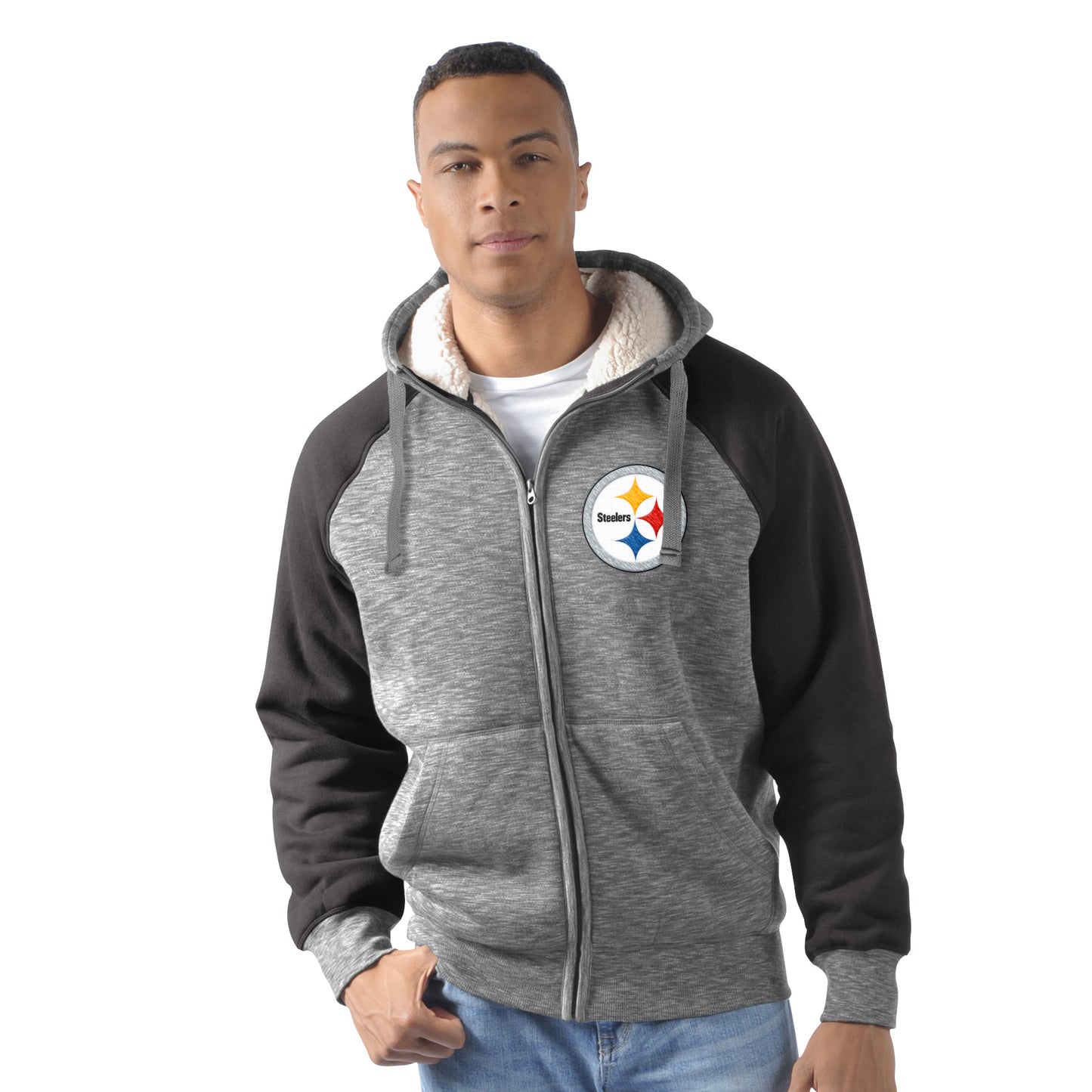 Pittsburgh Steelers Heathered Gray/Black Turning Point Hooded Jacket by G-III