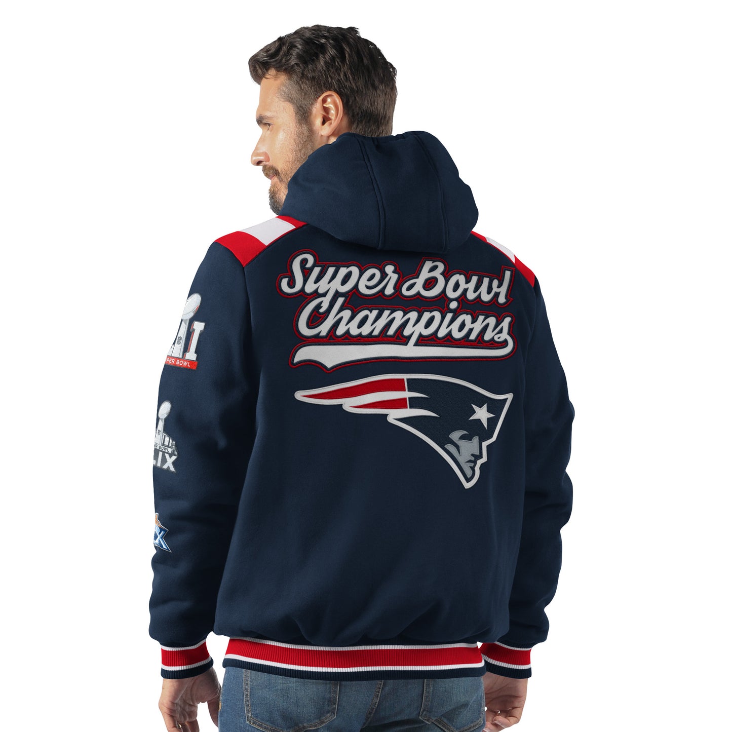 New England Patriots Bullpen Super Bowl Champions Fleece Hooded Jacket