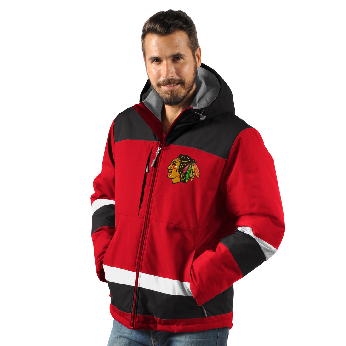 Chicago Blackhawks Power Play Hooded Parka Jacket - Red / Black By G-III