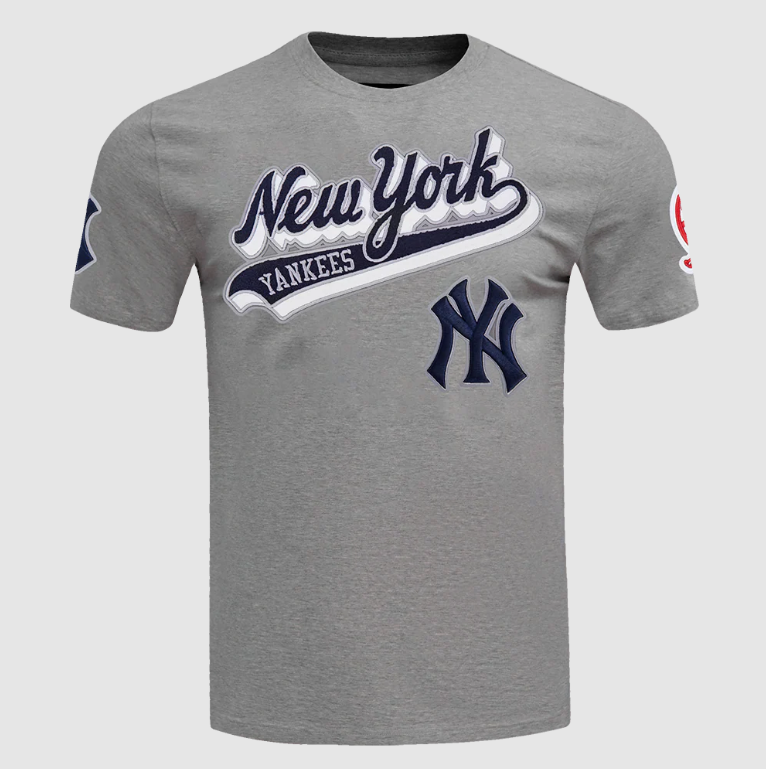 New York Yankees Pro Standard Script Tail T-Shirt- Gray