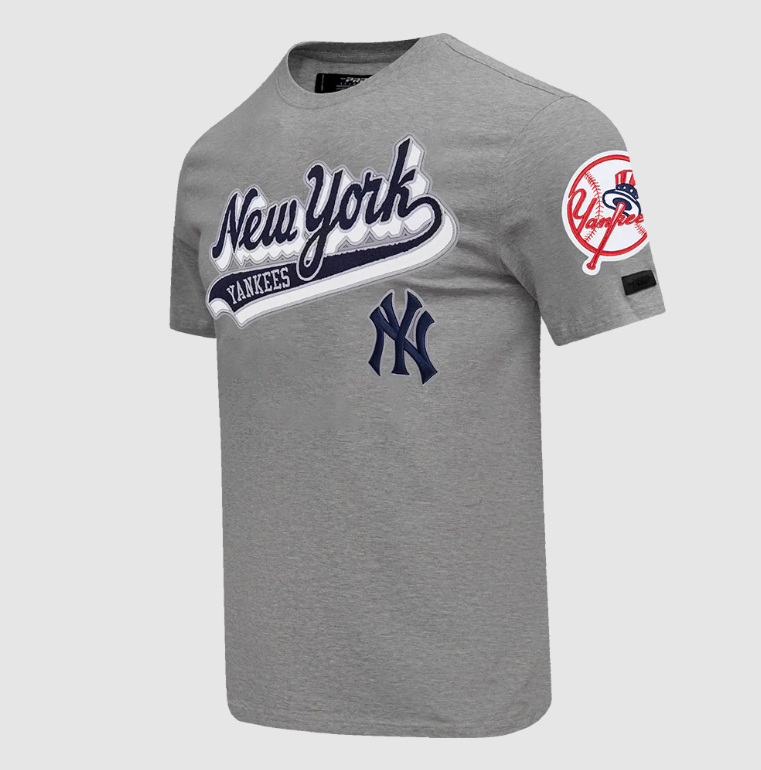 New York Yankees Pro Standard Script Tail T-Shirt- Gray