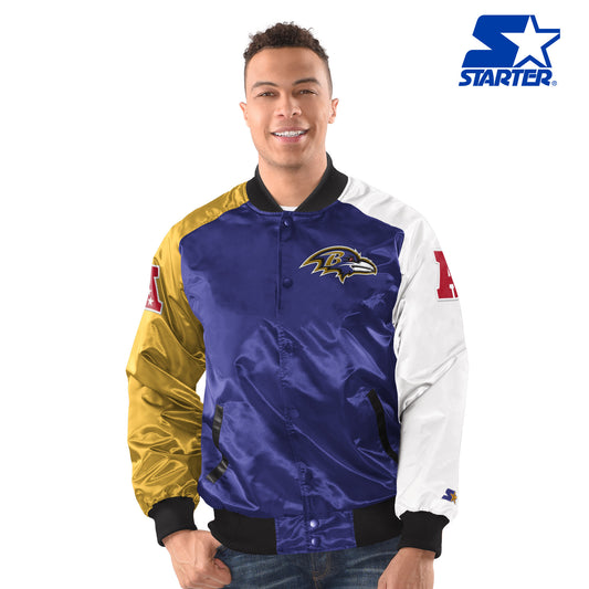 Baltimore Ravens Starter Tri-color Remix Raglan Full-Snap Jacket