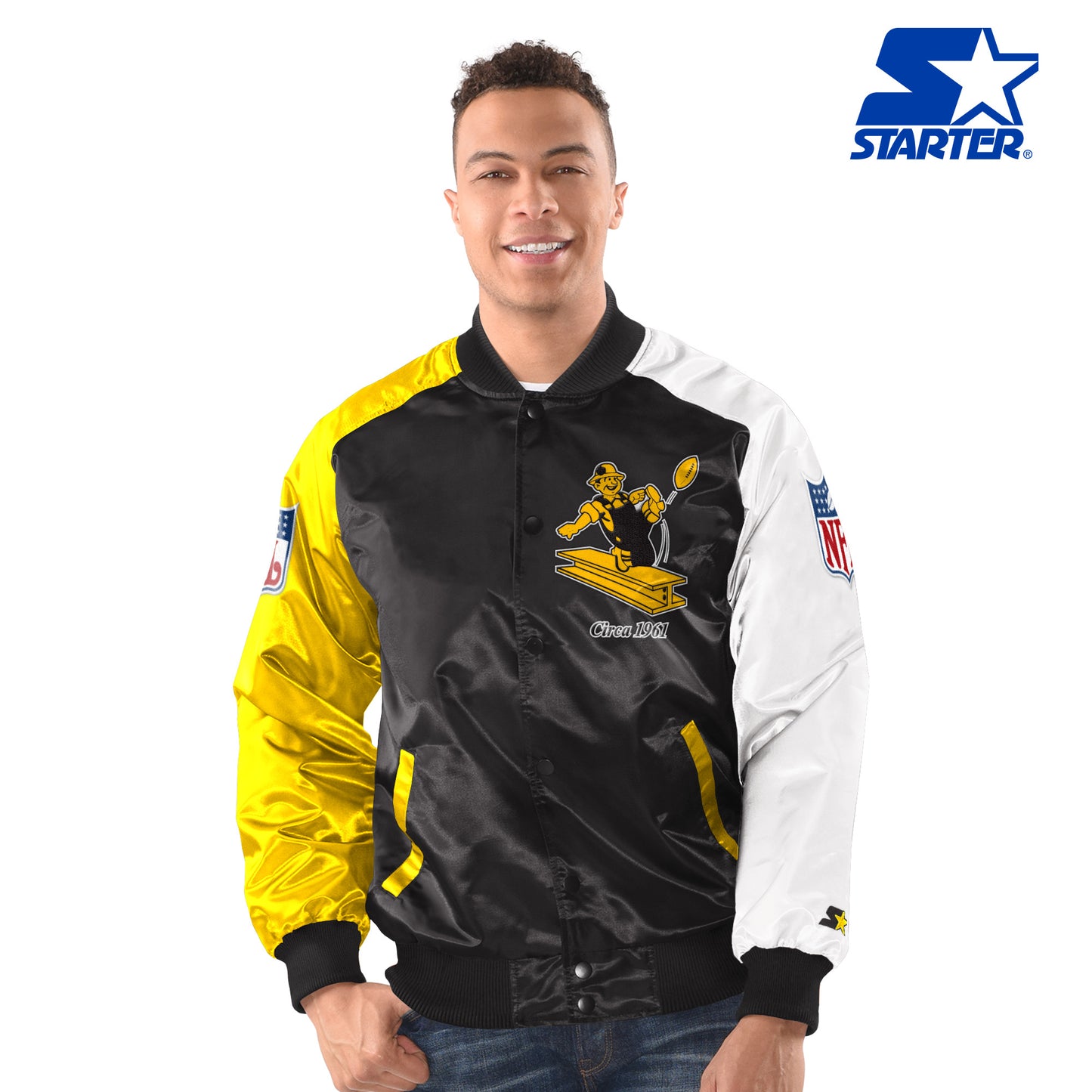 Pittsburgh Steelers Starter Tricolor Remix Raglan Full-Snap Jacket
