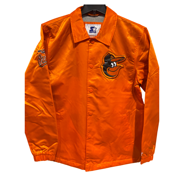Baltimore Orioles Starter Point Man Full Snap Coaches Jacket-Orange