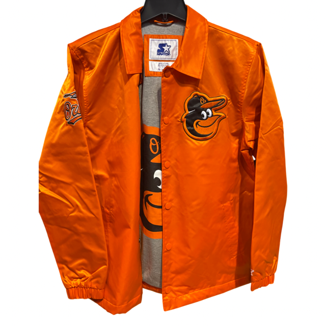 Baltimore Orioles Starter Point Man Full Snap Coaches Jacket-Orange
