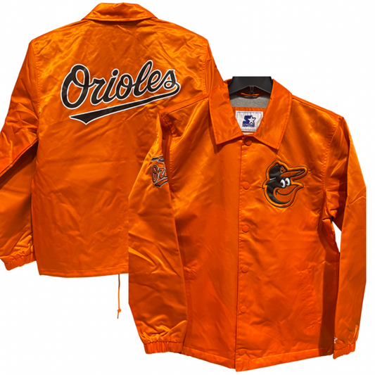 Baltimore Orioles Starter Point Man Full Snap Coaches Jacket-Orange