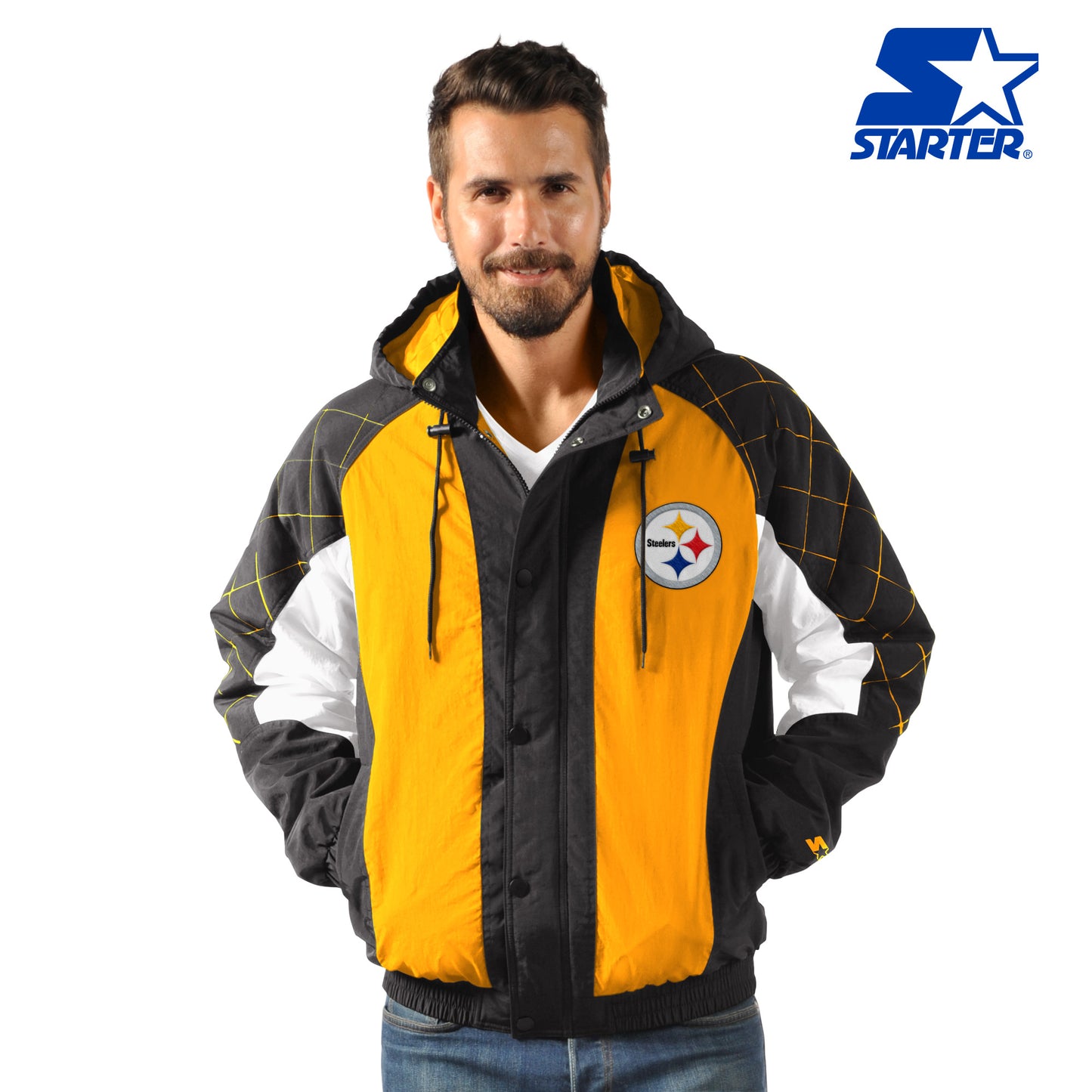 Pittsburgh Steelers Heavy Hitter Mens Jacket - Black / Yellow