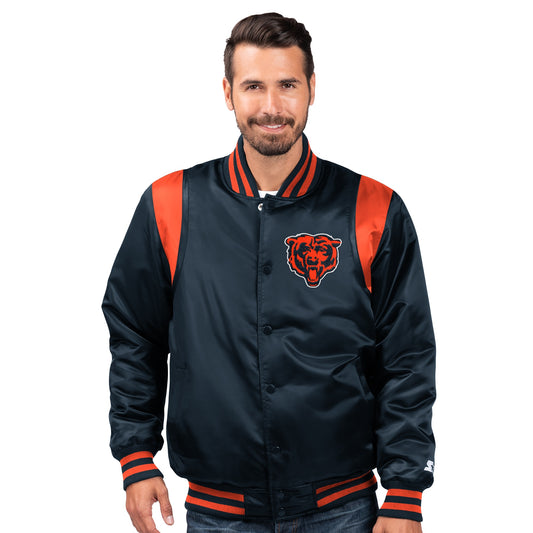 Chicago Bears Starter The Prime Vintage Full Snap Satin Jacket - Blue
